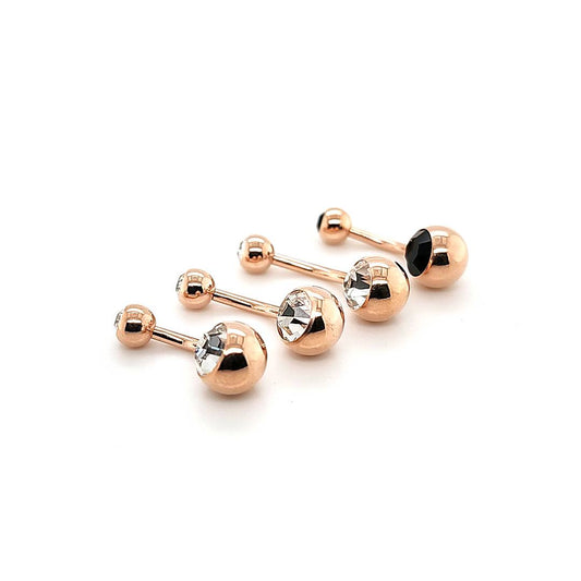 14G Belly Double Jeweled -Rosegold Steel