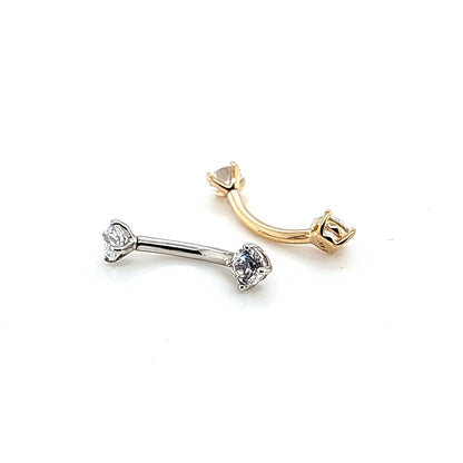 14K Gold- 16G CZ Rook/Curved Jewelry