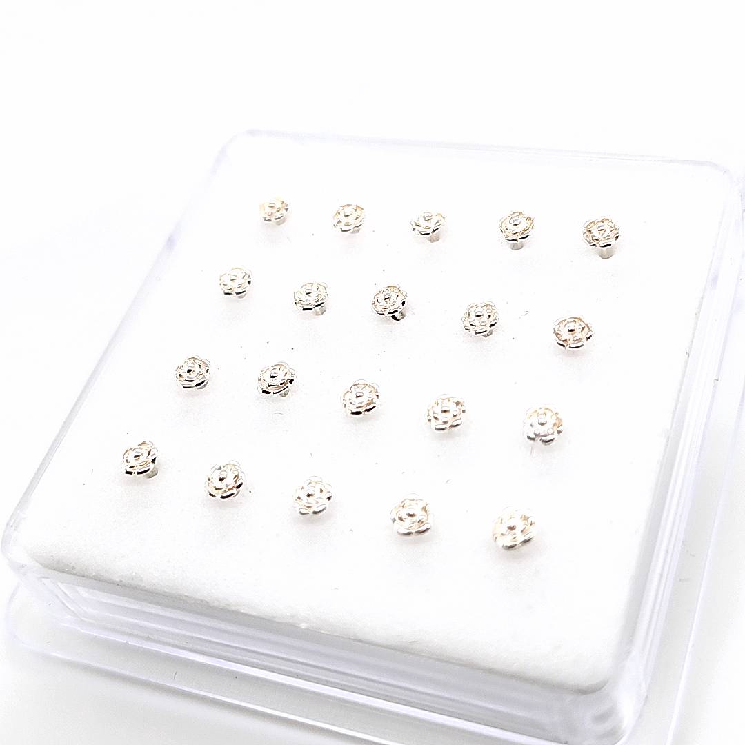 925 Sterling Silver- Plain Rose Nose Stud, 20pc. Box