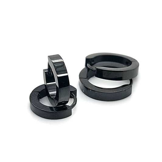 Sqaure Hoop Earring- Black Steel