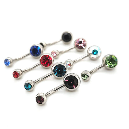 14G-3/8" Color Jeweled Belly-316L S. Steel