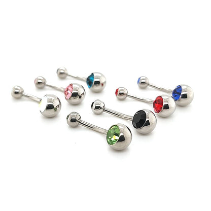 14G-7/16" Color Jeweled Belly-316L S. Steel