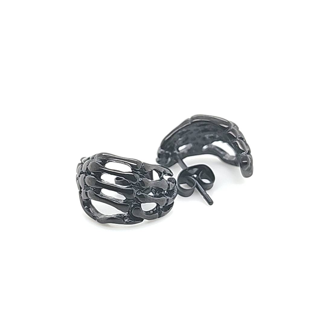 Steel Skull Hand Earring-316l S. Steel/Black Steel