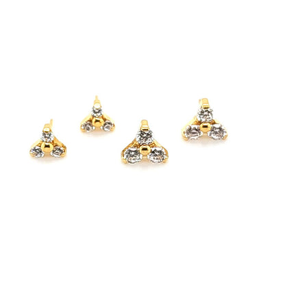 Trinty Fince Set CZ W/ Push Pin - Gold Steel