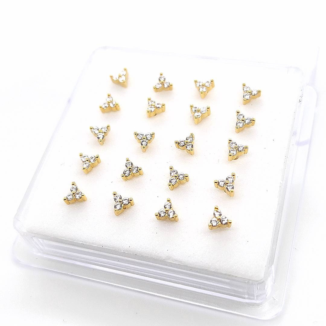 925.Sterling Silver-CZ Trinity Nosestud, 20pc. Box