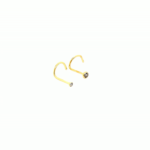 22G Nose Screw, Jeweled -Gold Steel