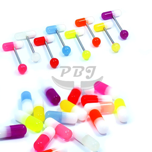 14G Acrylic Barbell-Glow Capsule