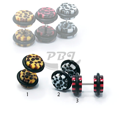 16G Acrylic Fake Barbell- Leopard