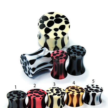 Acrylic-Double Flared Solid Plug, Leopard