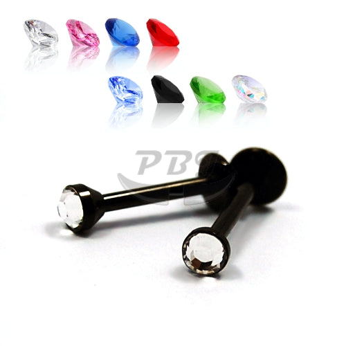 16G Labret, Chin-Black Steel