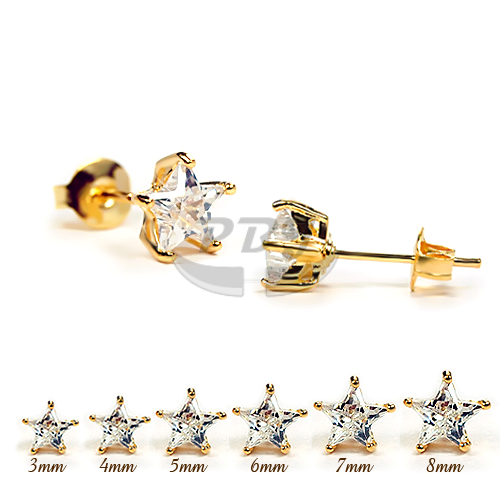 Star Clear CZ Yellow Gold