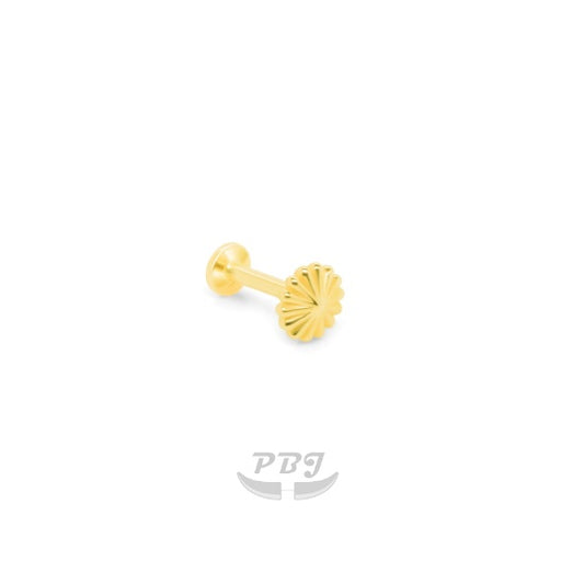 14K Gold- 18g/16g  Plain Flower Labret