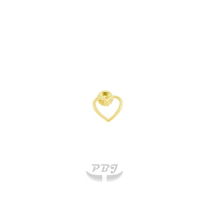14K Gold- 18g/16g Hollow Heart Labret