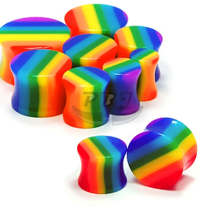 Acrylic-Double Flared Solid Plug, Rainbow