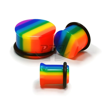 Acrylic- Single Flared Solid Plug, Rainbow