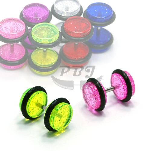 16G Arylic Fake Barbell-UV Glitter