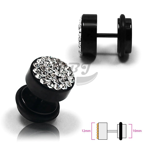 16G 6G~7/16" Fake Barbell, Ferido-Black Steel