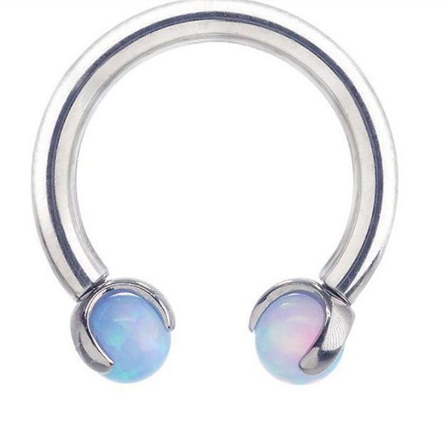 16G CBB Horseshoe, Opal Prong Set-316L S. Steel