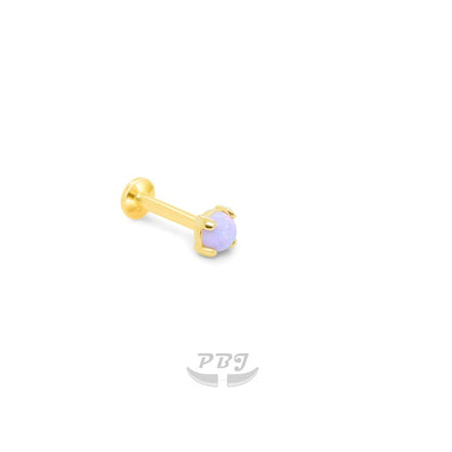 14K Gold- 18g/16g Opal Set Labret