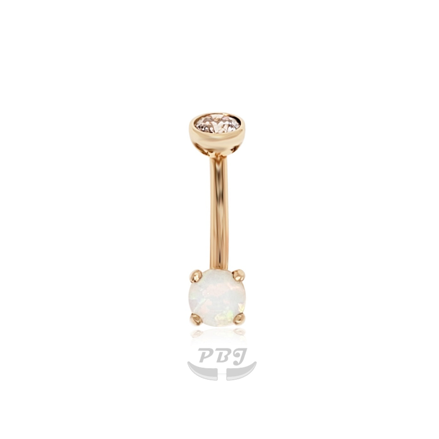 Gold Swarovski CZ Rook/Curved Opal Jewelry-16g