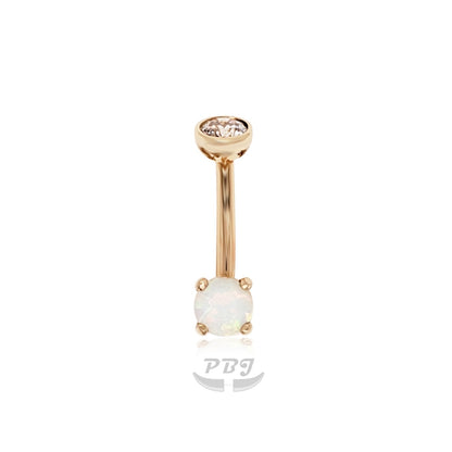 Gold Swarovski CZ Rook/Curved Opal Jewelry-16g