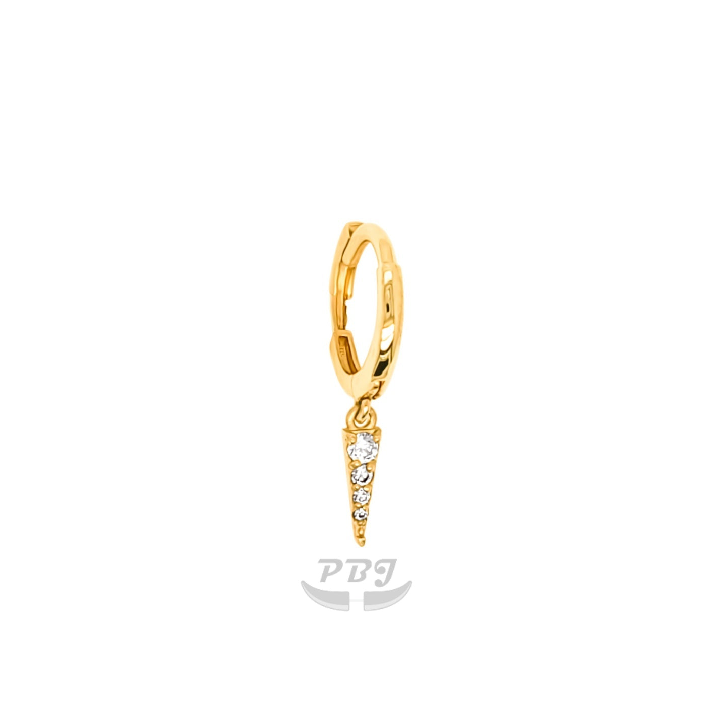 14Kt Gold Hoop Earring with Long Triangle Dangle