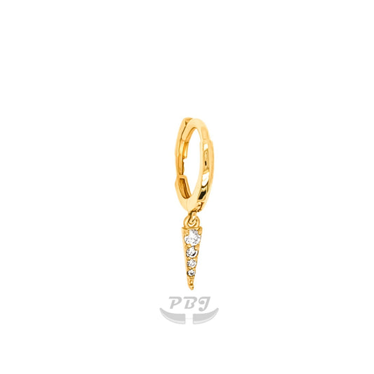 14K Gold- Hoop Earring w/ Long Cz Triangle